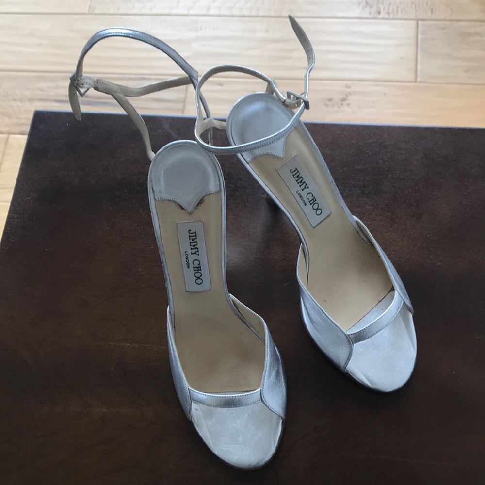 Jimmy Choo silver strappy heels